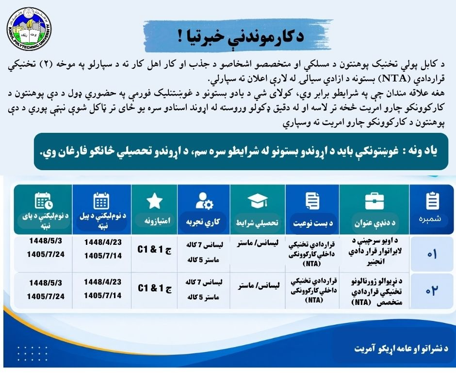 د کار موندنې خبرتیا!